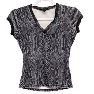 Vintage Y2K Express Top Size XS Snakeskin Velvet Baby Tee Mesh Stretch Grunge